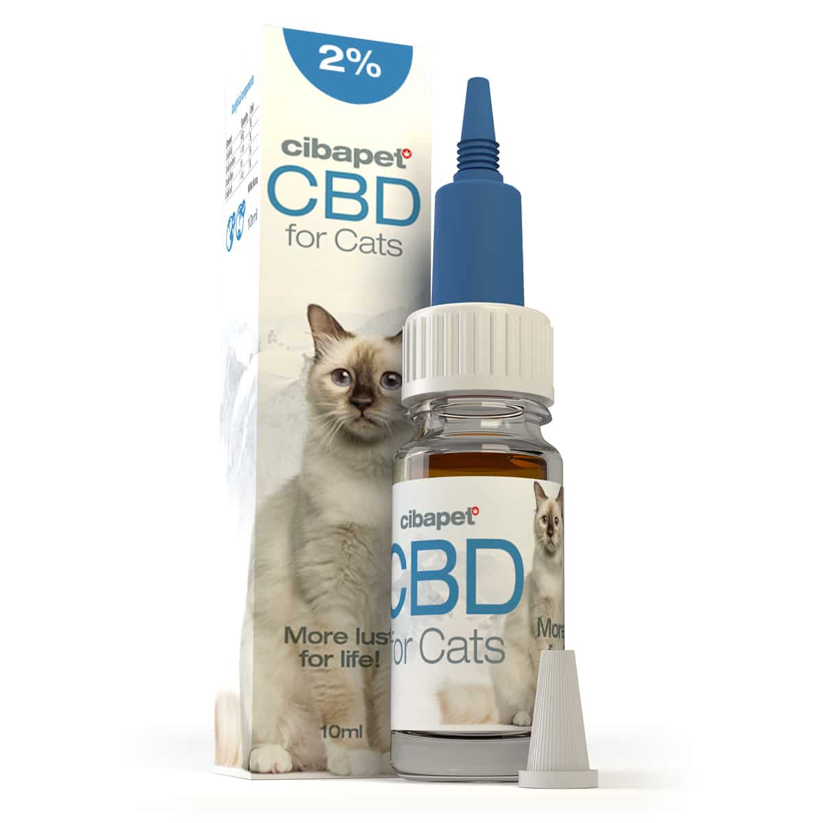 En flaske Cibapet CBD olie 2% til katte (10ml) til katte.