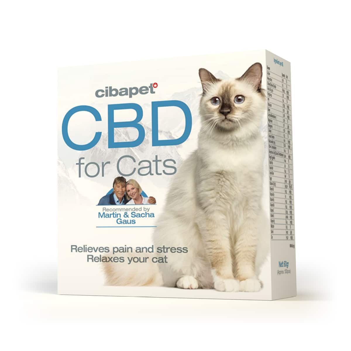 En æske CBD kapsler til katte (1,3mg) til katte.