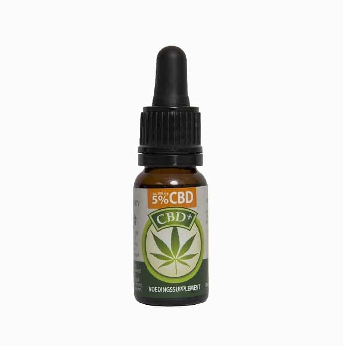 En Jacob Hooy CBD Olie 5% (10ml) flaske på en hvid baggrund.